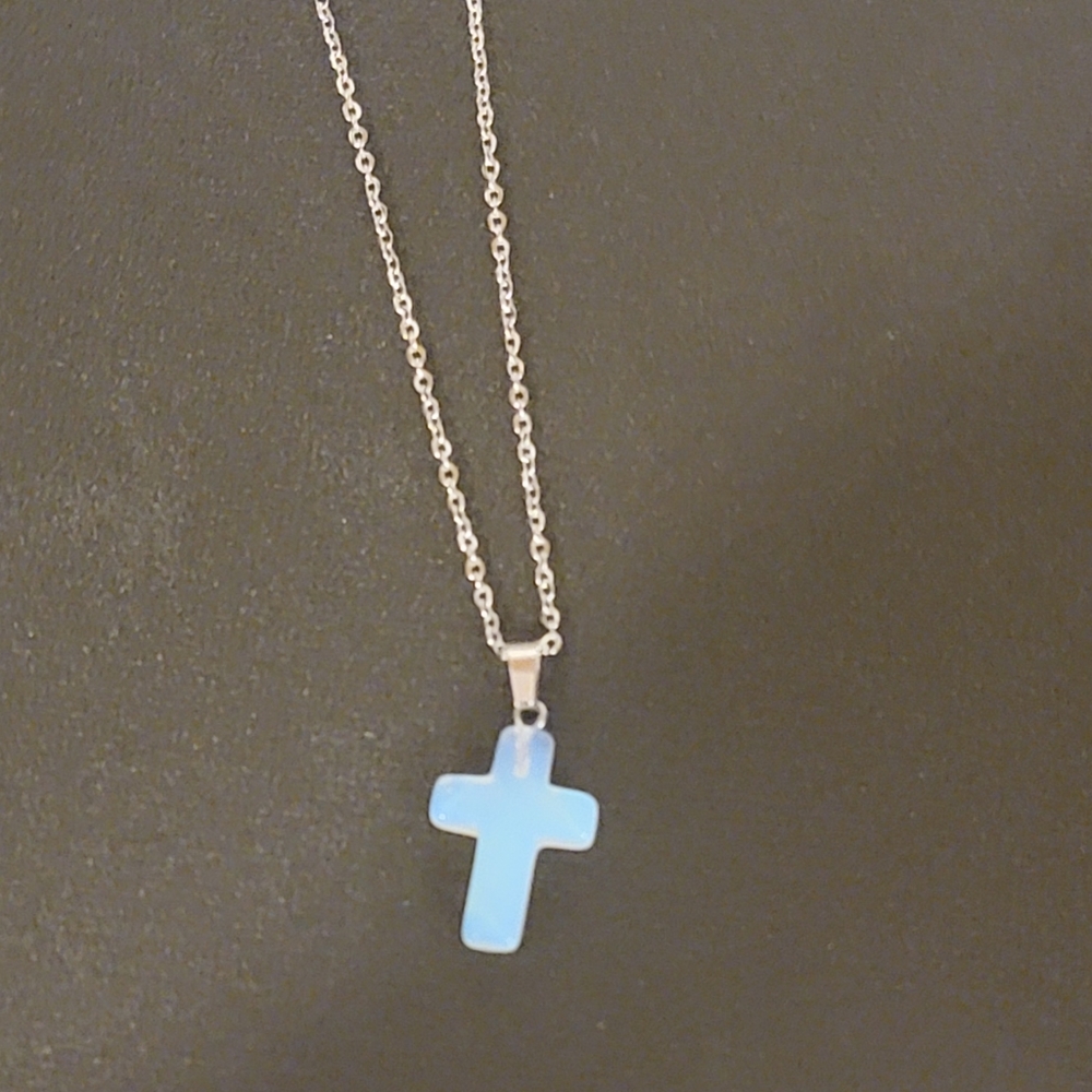 Opal crystal cross
